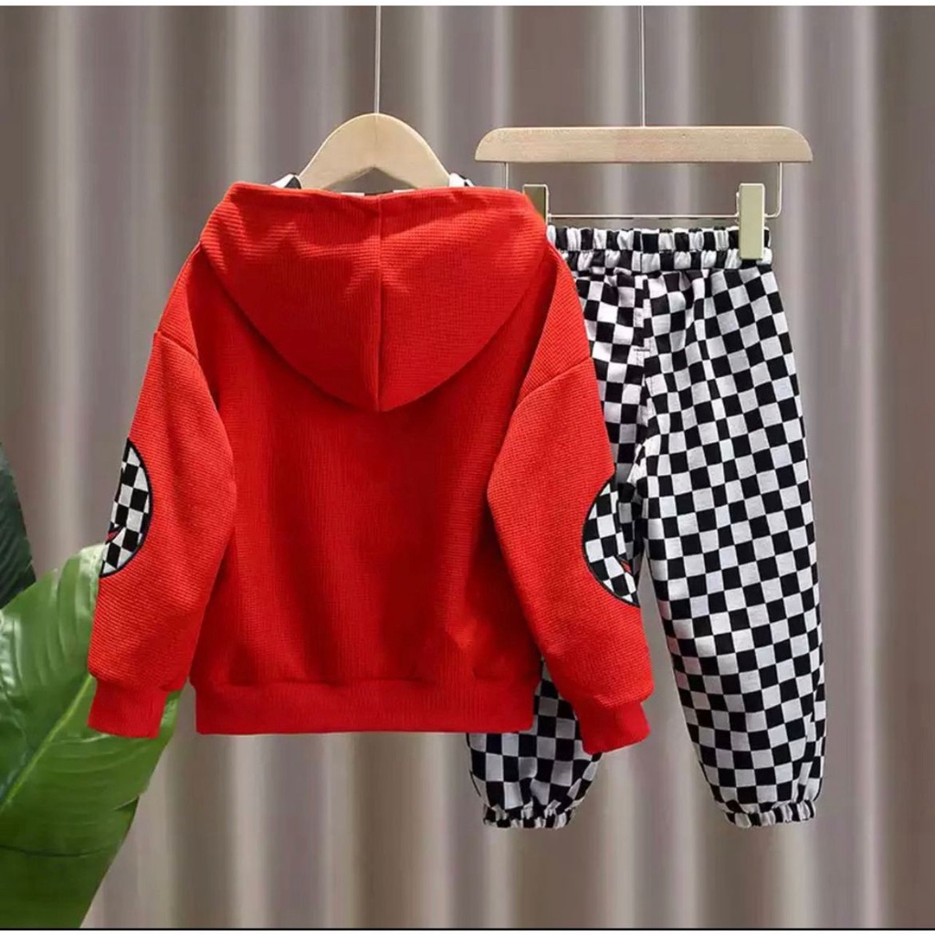 PROMO-SETELAN HOODIE ANAK PAKAIN ANAK1-5 TAHUN SETELAN ANAK BAJU ANAK HOODIE MOTIF CATUR MERAH TERBARU HOODIE ANAK PAKAIAN ANAK LAKI LAKI PAKAIAN ANAK PEREMPUAN SETELAN ANAK TERBARU TERLARIS BAJU ANAK HOODIE ANAKTERBAR HOODIE SMILE TERLARIS