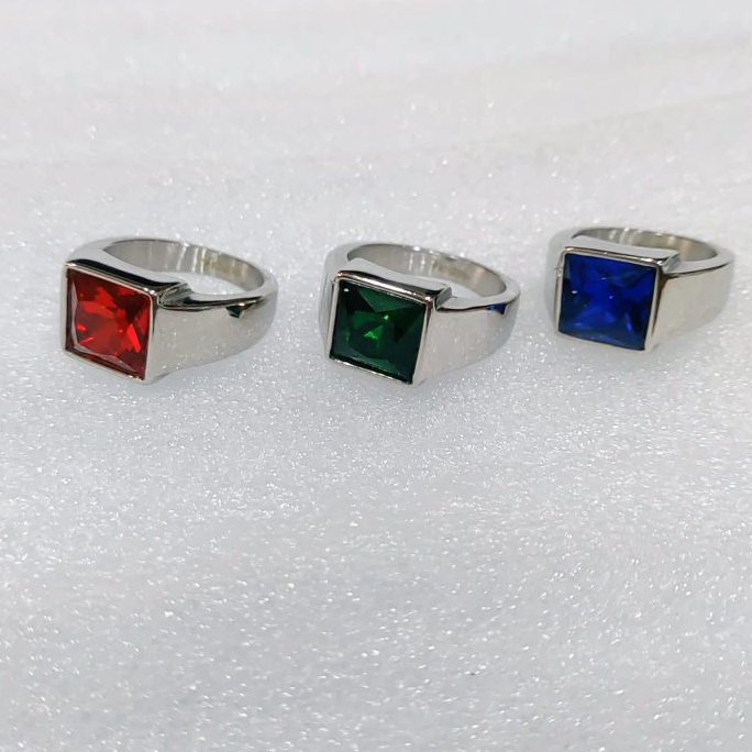 Cincin Titanium Pria keren Ring silver Tahan karat