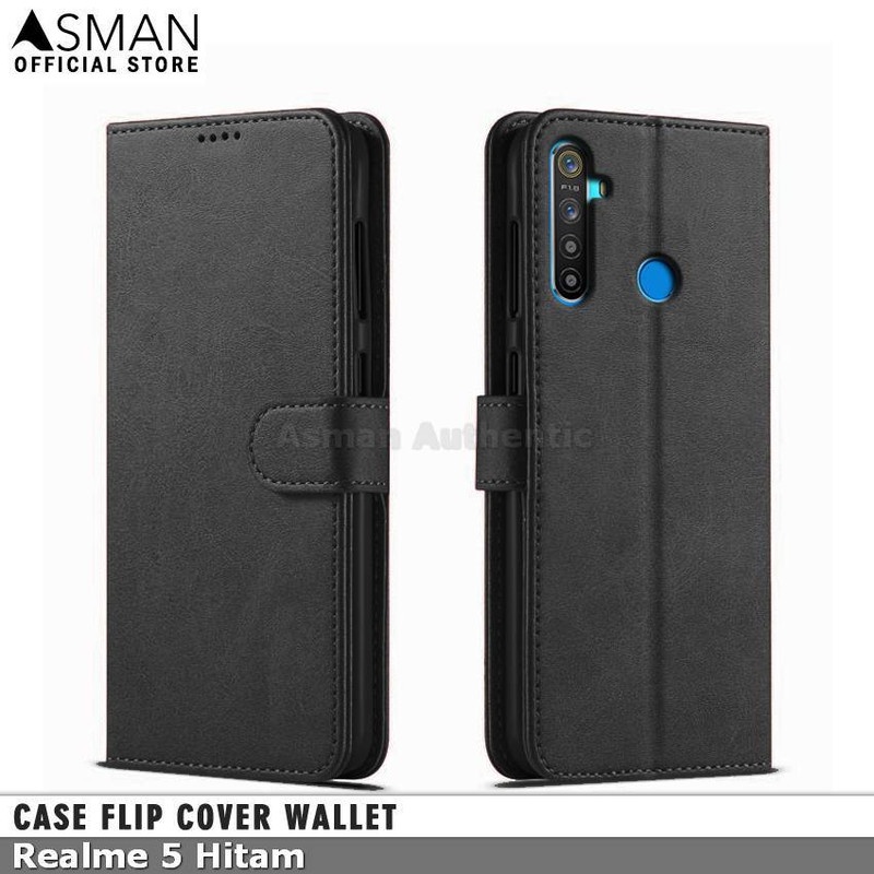 Asman Case Realme 5 Leather Wallet Flip Cover Premium Edition