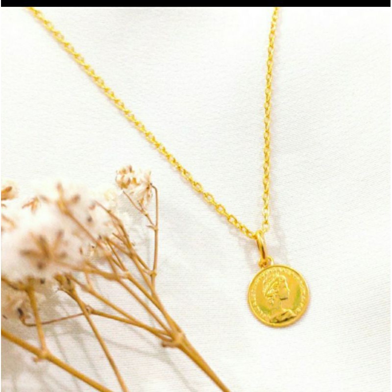 Promo Set Kalung wanita model Koin emas elegant emas asli kadar 700