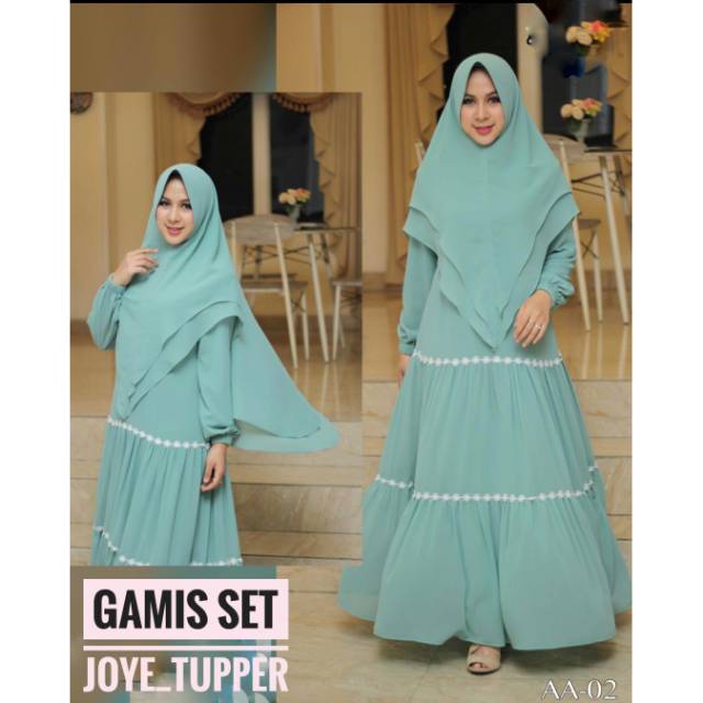 Set Gamis Tempel Renda Susun