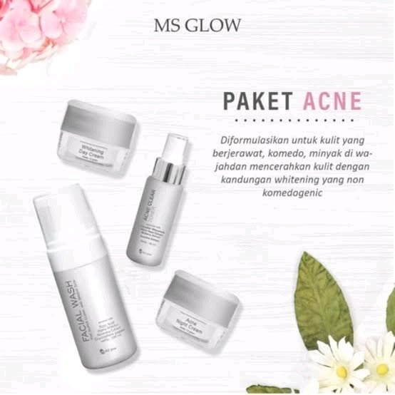 MS GLOW PAKET WAJAH ACNE MENGATASI JERAWAT DAN MINYAK PADA WAJAHORIGINAL [4 PCS + GRATIS POUCH]