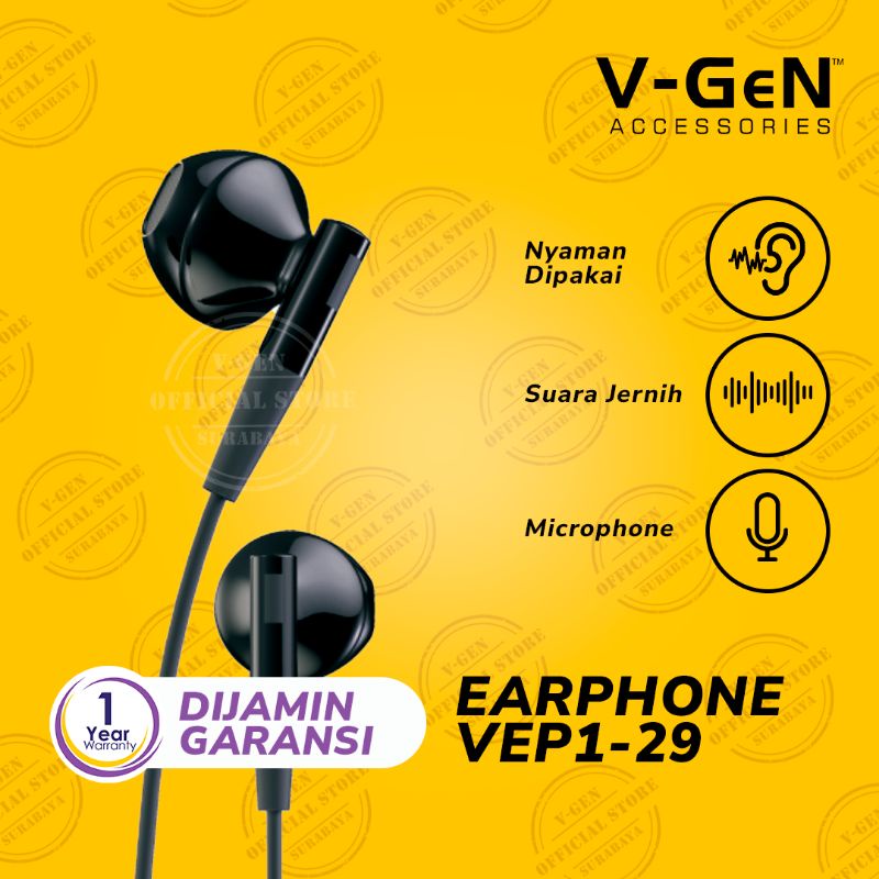 Headset Murah VEP1-29 Wired Handsfree Earphone Headset Stereo Sound