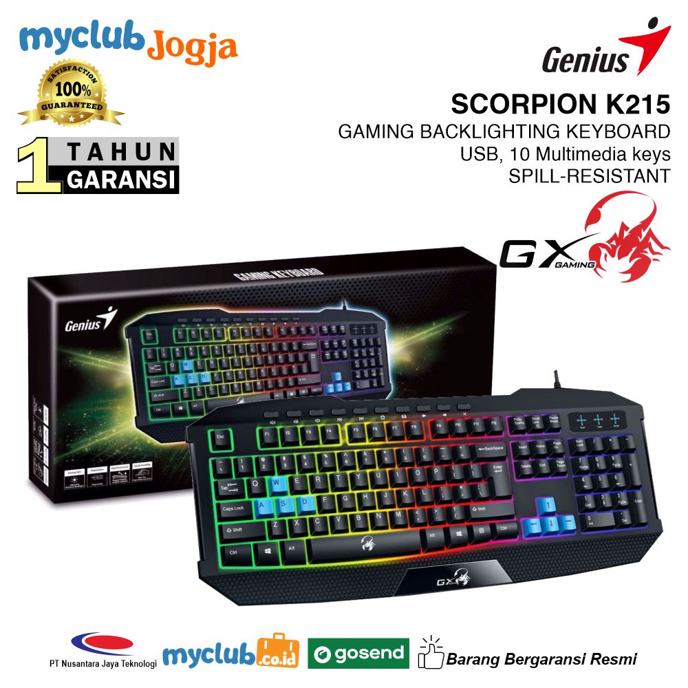 Keyboard Gaming GENIUS SCORPION K215 USB LED RAINBOW BACKLIGHT