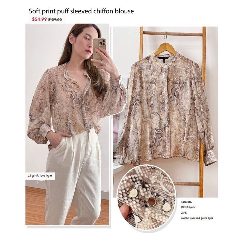 atasan wanita kemeja wanita WHBM snake original branded sisa export price tag 1.5 JT