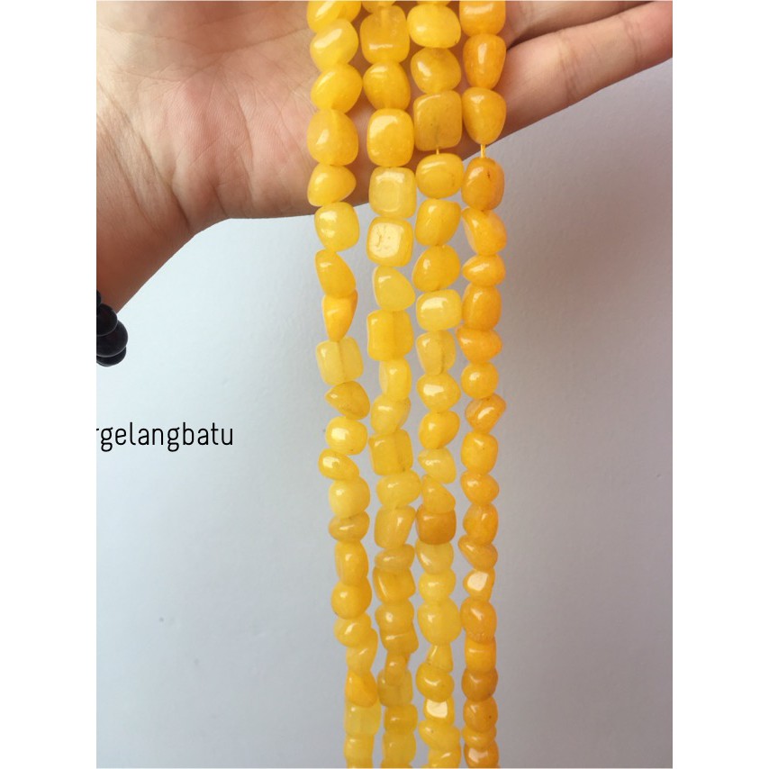 manik Batu alam yellow agate kuning Beads 12 x 10mm alat aksesori supplier gelang kalung online shop