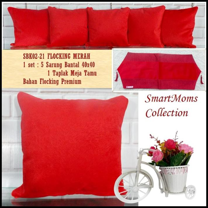 Sarung Bantal Sofa Kursi 40X40 / Sbk Set Polos Minimalis Mewah Merah