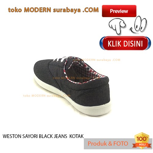 WESTON SAYORI BLACK JEANS KOTAK sepatu kets casual sneakers