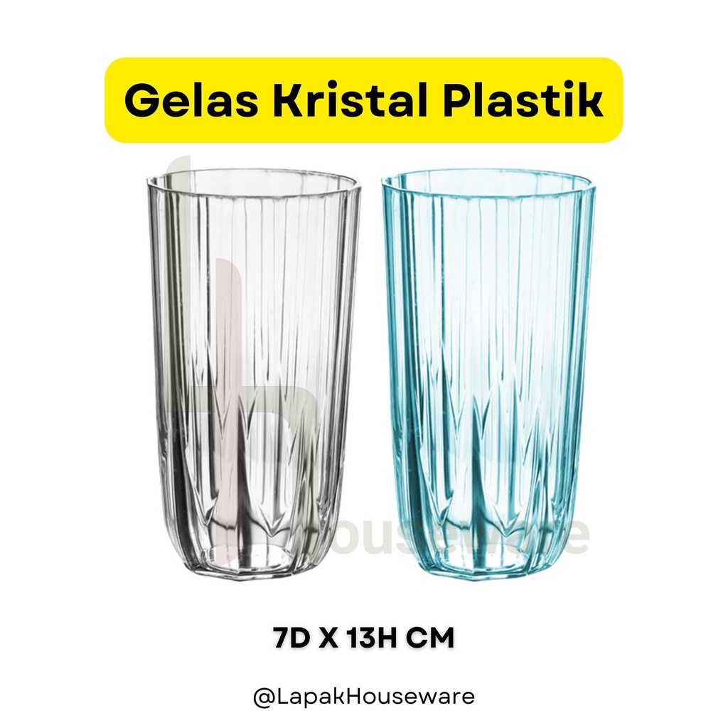 Gelas Kristal 207 / Gelas Kristal Plastik/ Gelas Bening Plastik / Gelas Es Teh / Gelas Warna Murah