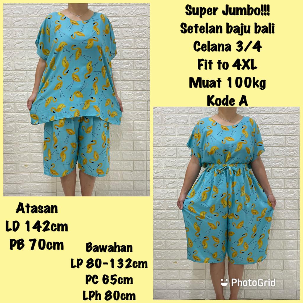 SETELAN BAJU BALI NECI SUPER JUMBO 3/4 FIT TO 4XL REAL PICT 100KG MUAT!!!!KODE A