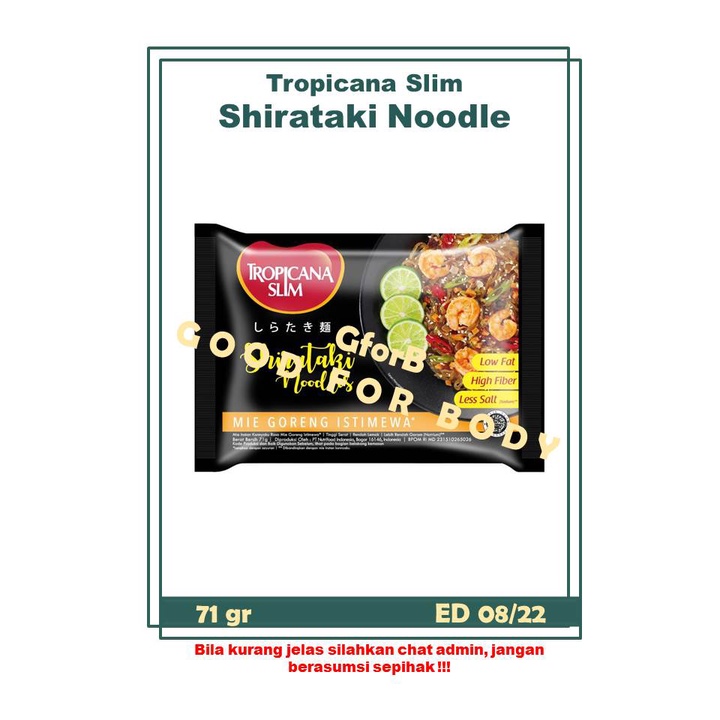 Tropicana Slim Shirataki Noodles 71 gr Mie Goreng Diet Instan