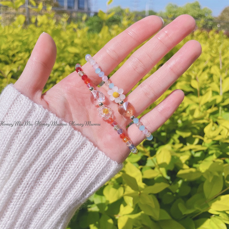 Flower Love Crystal Beads Bracelet Korea Ins Colorful Beaded Bracelet