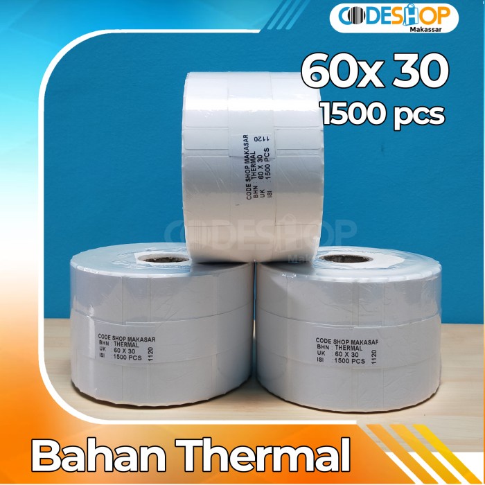 LABEL THERMAL 60X30 1 LINE | STIKER THERMAL 60 X 30 ISI 1500 PCS