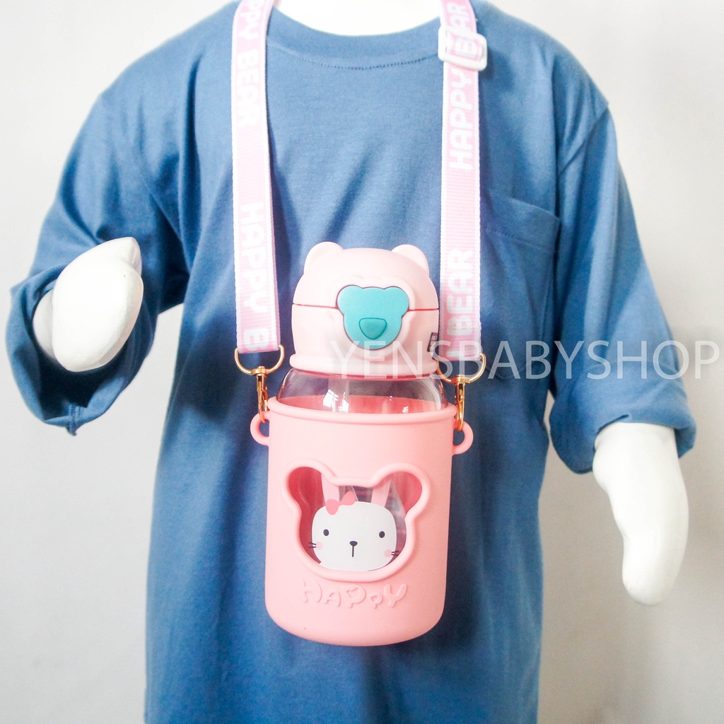 Strap Drink Bottle 600ml - Botol Minum Anak Tali Dan Sedotan 8711