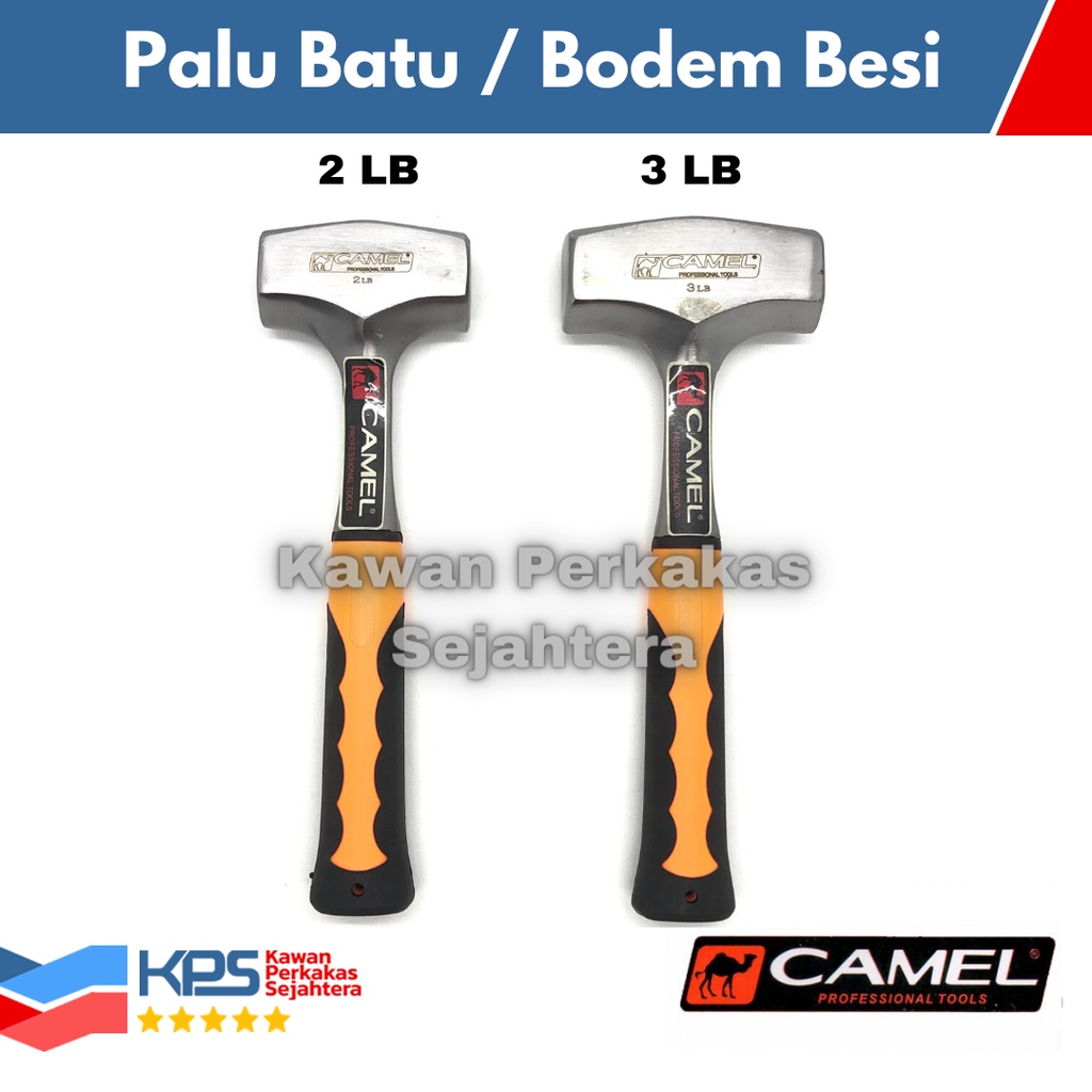 CAMEL Palu Batu Besi 2 LB (1 kg) - 3 LB (1.5 kg) | Palu Besi Bodem Gagang Fiber 2LB 3LB