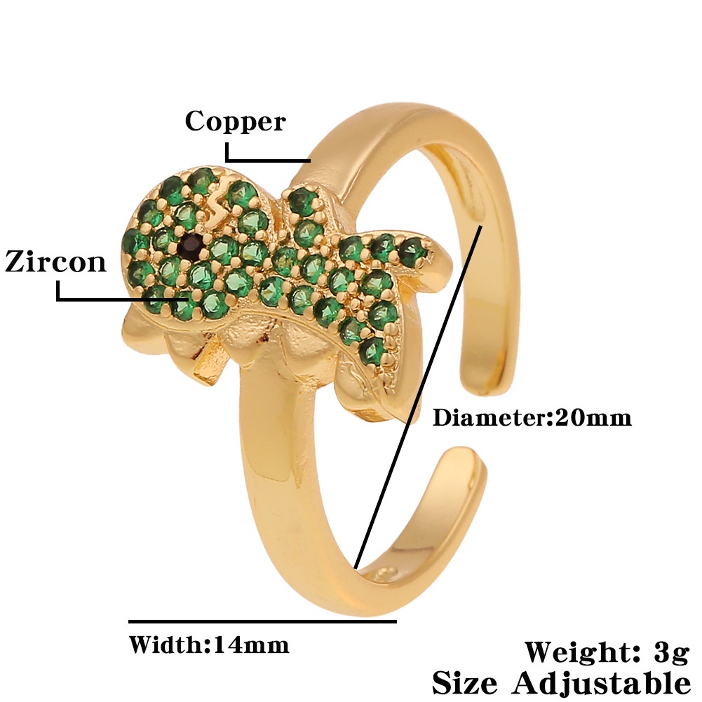 Ornamen kreatif kartun dinosaurus Cincin mikro bertatahkan zircon Bahasa Perancis sederhana gelang c