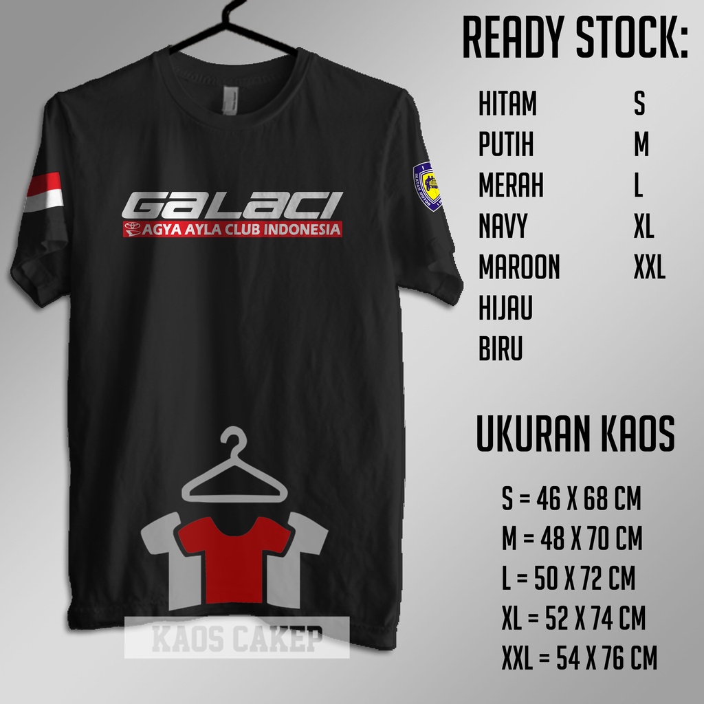 Kaos Mobil GALACI Agya Ayla Club Indonesia Logo Baju Otomotif
