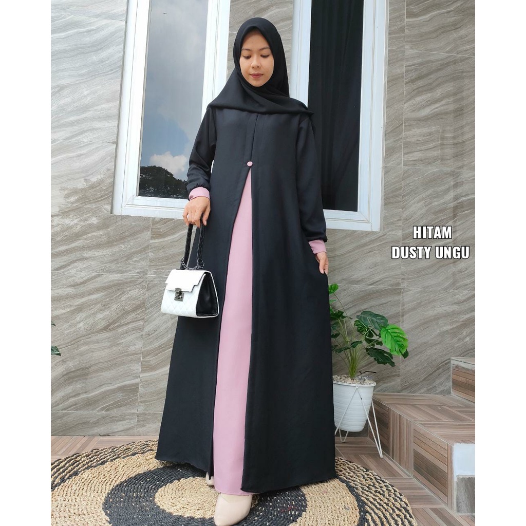 KS. Gamis Ity Crepe Rompi / Gamis Ity Crepe Kombinasi / Gamis Ity Crepe Cardigan