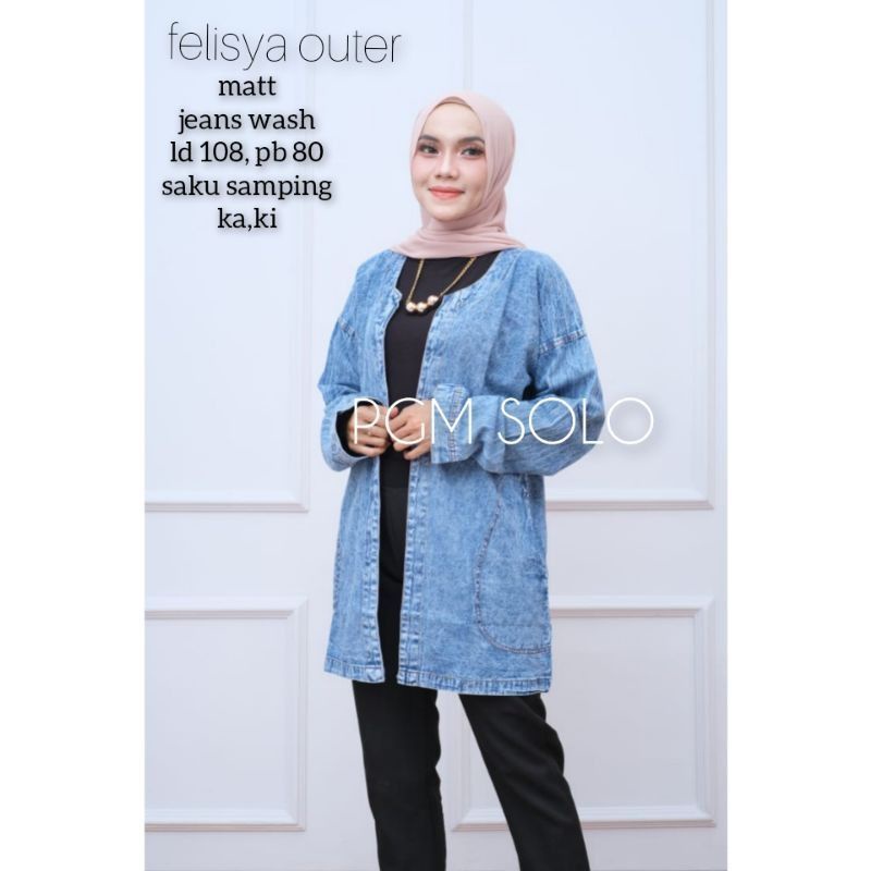 Outer Jeans Cardigan Wanita Blazer Hoodie