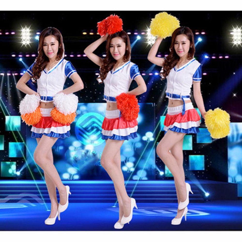 Nanas 1pasang Cheerleader Pompom Konser Fancy Double hole handle Penghias Pesta Tari