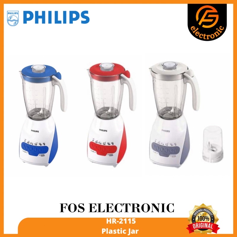 BLENDER 2 IN 1 PHILIPS HR 2115 / HR2115 [PLASTIK / 2 LITER] (GARANSI RESMI)