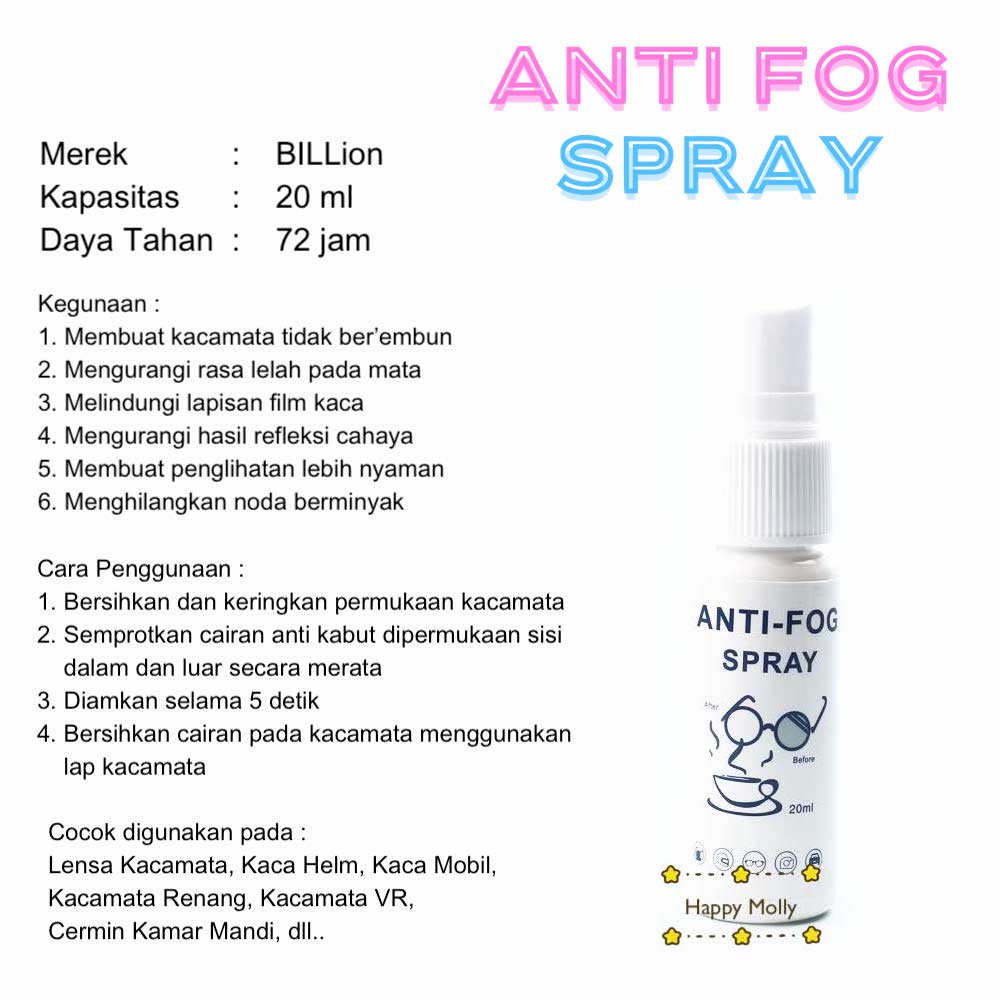 Anti Fog Spray Original - Cairan Pembersih Lensa Kacamata - ASLI - BILLion DARTZ EXPO