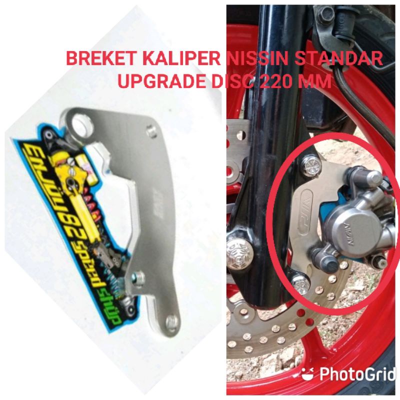 Breket Buat Kaliper Standar Ori Nissin upgrade Disc piringan cakram 220 mm &amp; 260 mm motor all Beat Scopy Vario old