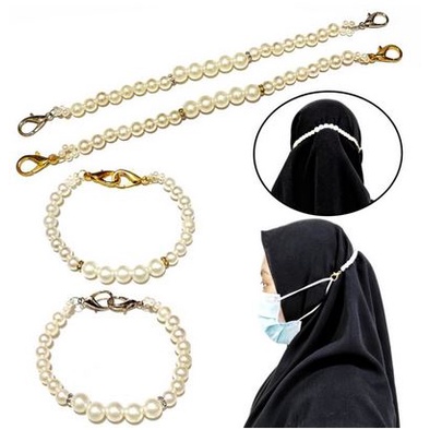 Konektor Masker Hijab Mutiara Connector Mask Extender Strap Pengait Korean Pearl Series