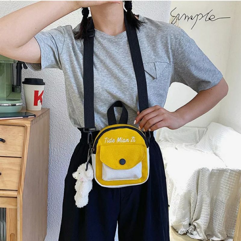 dem_sare / DS1128 MIANZI Tas Selempang Wanita Sling bag Mini Sling Bag Tas selempang kanvas Tas Selempang Wanita Fashion Korea Murah