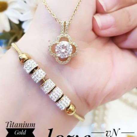 Titanium Set Perhiasan Kalung dan Gelang Terlaris 007g