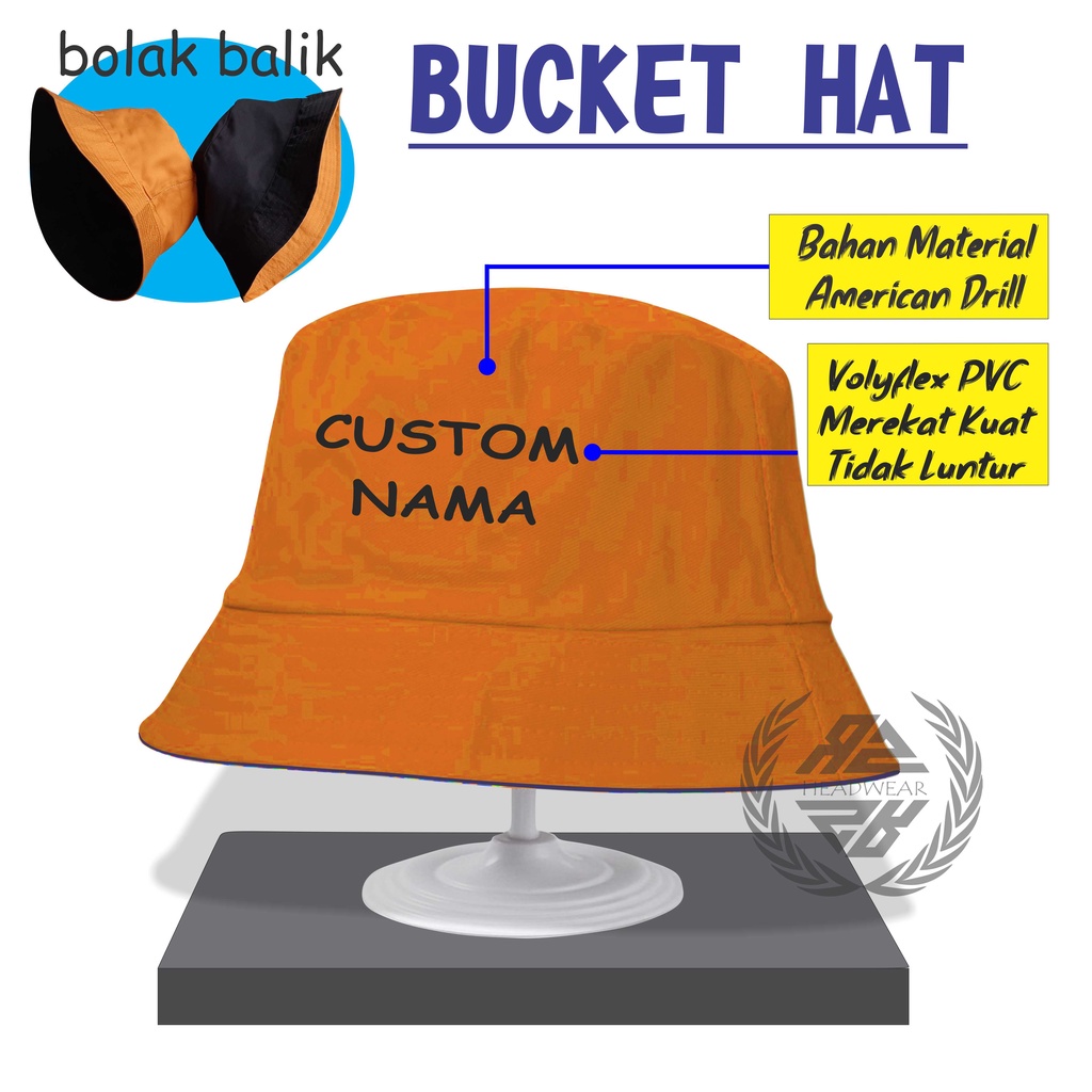 Bucket Hat Custom Nama Bucket Untuk Laki Perempuan Harga Murah