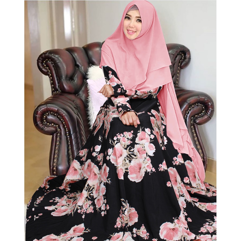 gamis syarii monalisa  premium pelangi  set khimar seruty bebydoll 2 layer terbaru