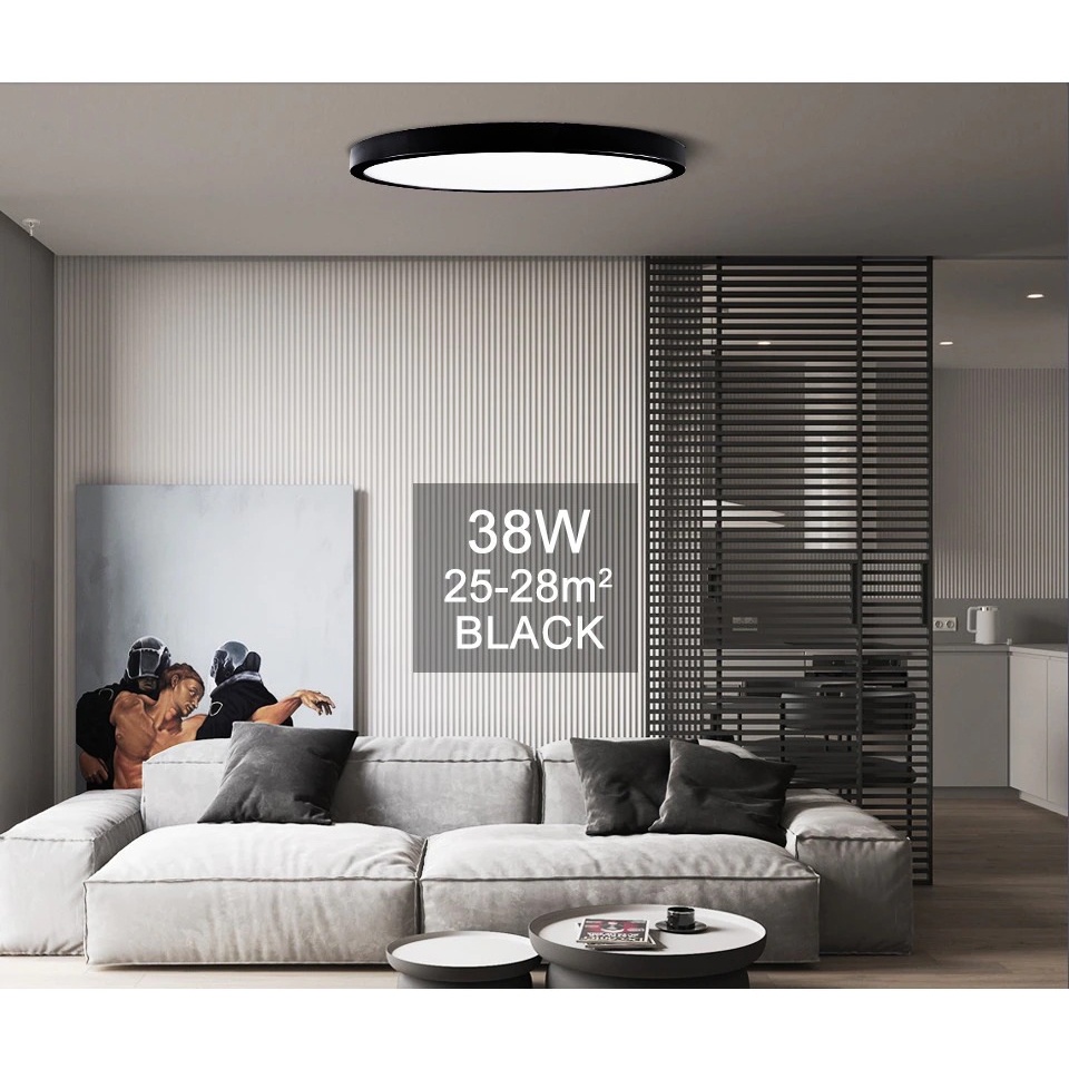 Lampu LED Plafon Modern Ceiling Light Warm White 38W 40 cm - EPS28 - Black