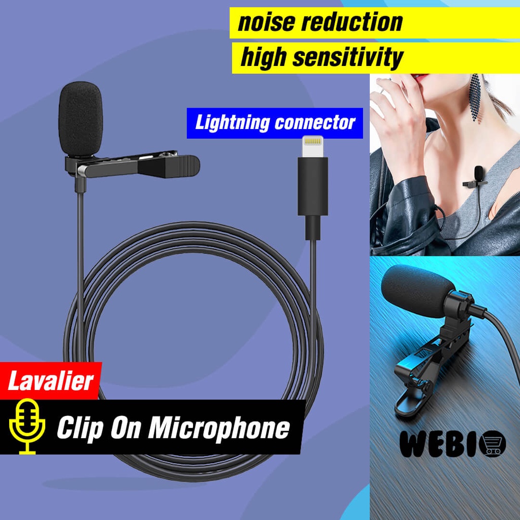 Mic Clip On L23 Microphone iPhone Microfon Jepit Mini Mikrofon Kabel Mikropon Rekaman Recording Klip On Lavalier Untuk Vlog Youtuber