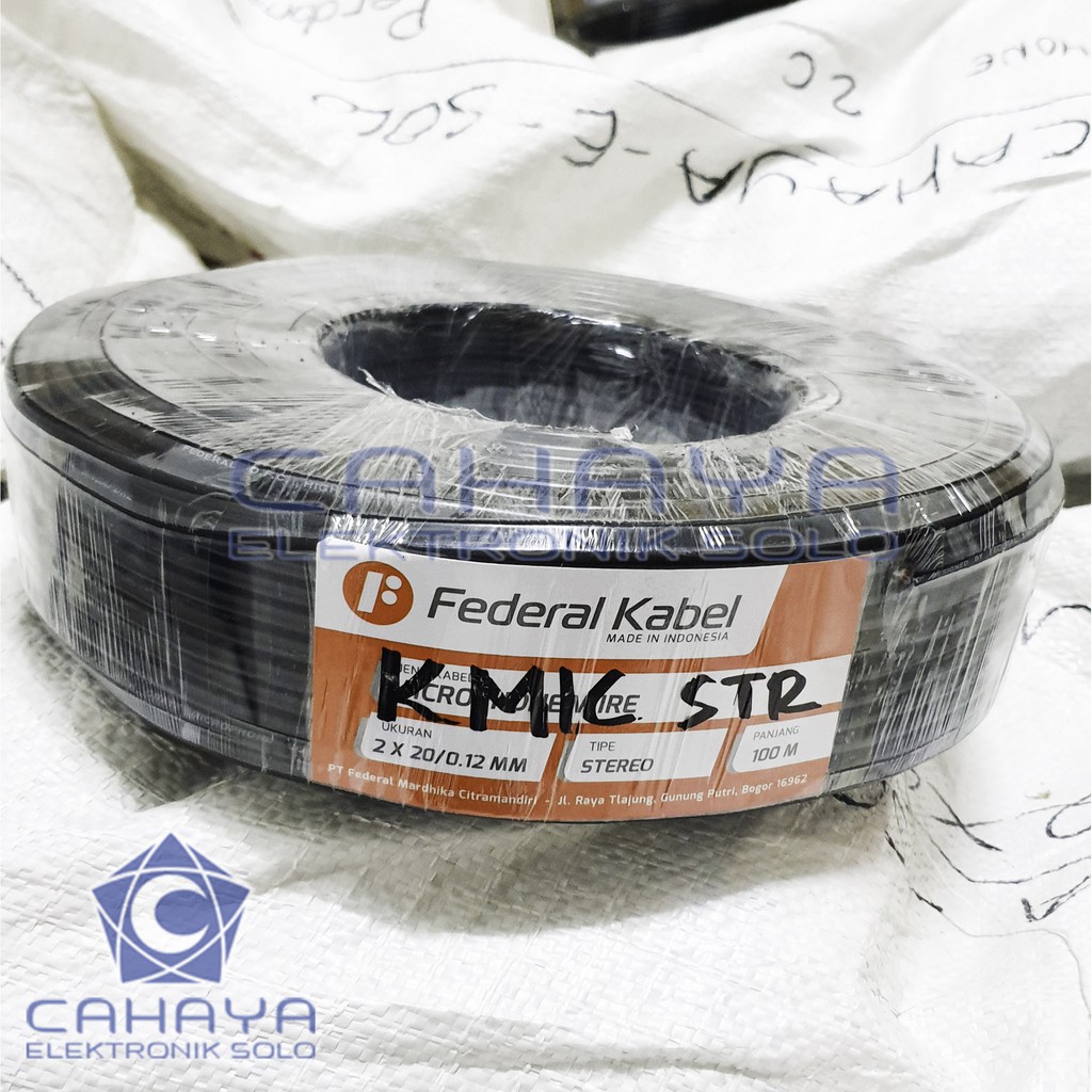 Kabel Mic Federal 2x20 Stereo 100m Roll Hitam Baik 0,12mm Audio Mixer Karaoke Meter