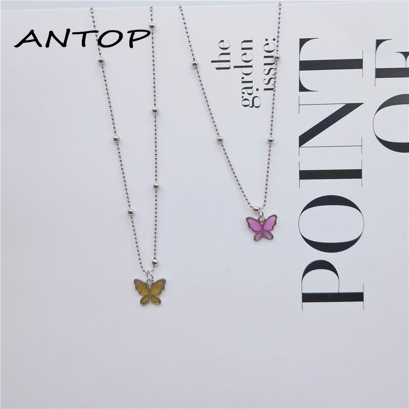 Korea Kupu-kupu Liontin Kalung Perhiasan Yang Indah Hadiah Pesta Aksesoris Fashion ANTOP