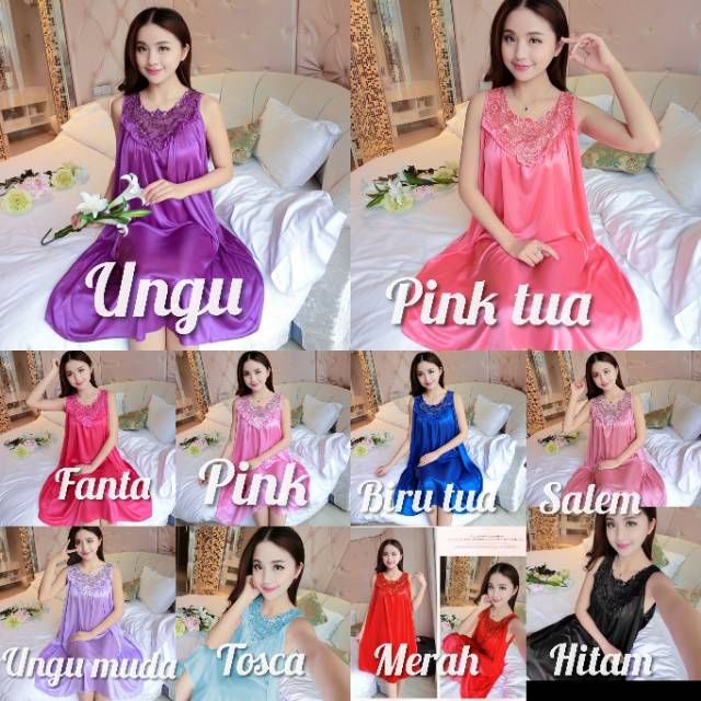 BOSJKT629 Daster Baju Tidur Wanita Polos Jumbo Tanpa Lengan