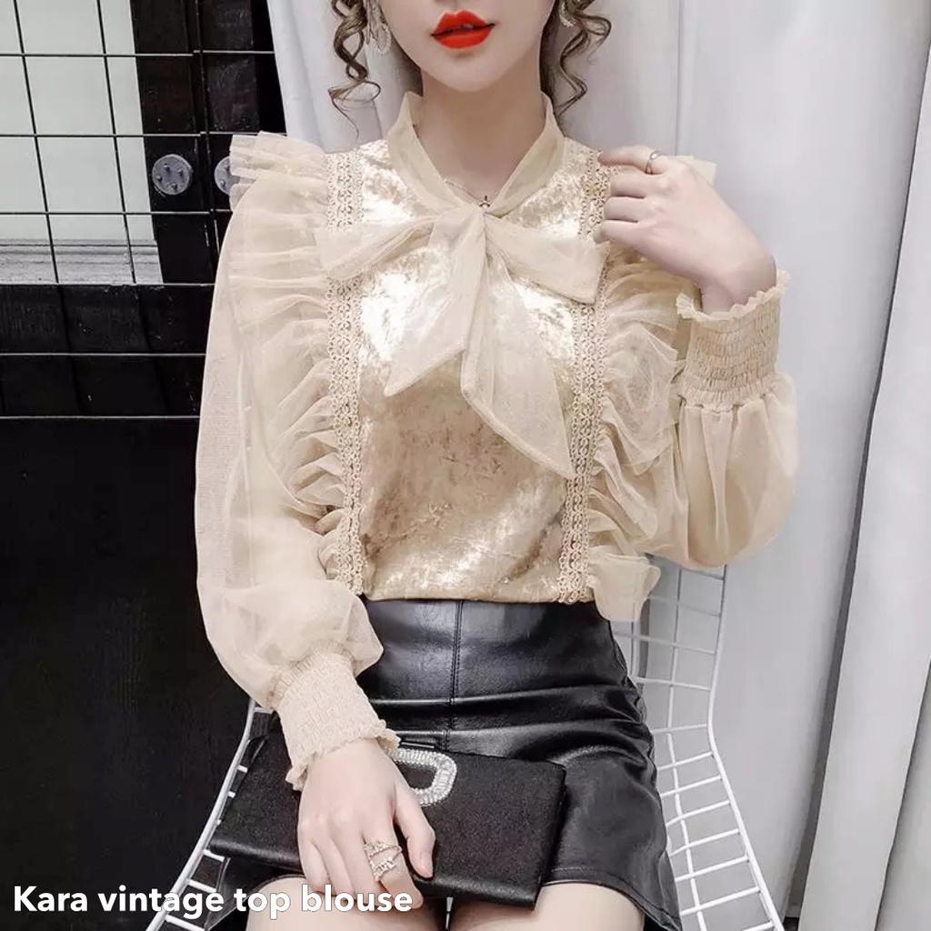 Kara vintage top blouse -Thejanclothes