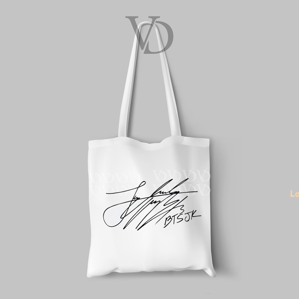 TOTE BAG BAHAN KANVAS MOTIF KOREAN signature / totebag kpop