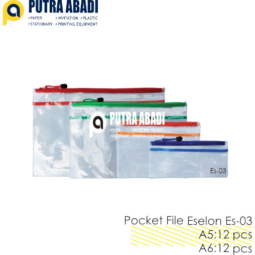 

Pocket Transparan File / Map Plastik Resleting Big 9005-A5 Satu Pcs