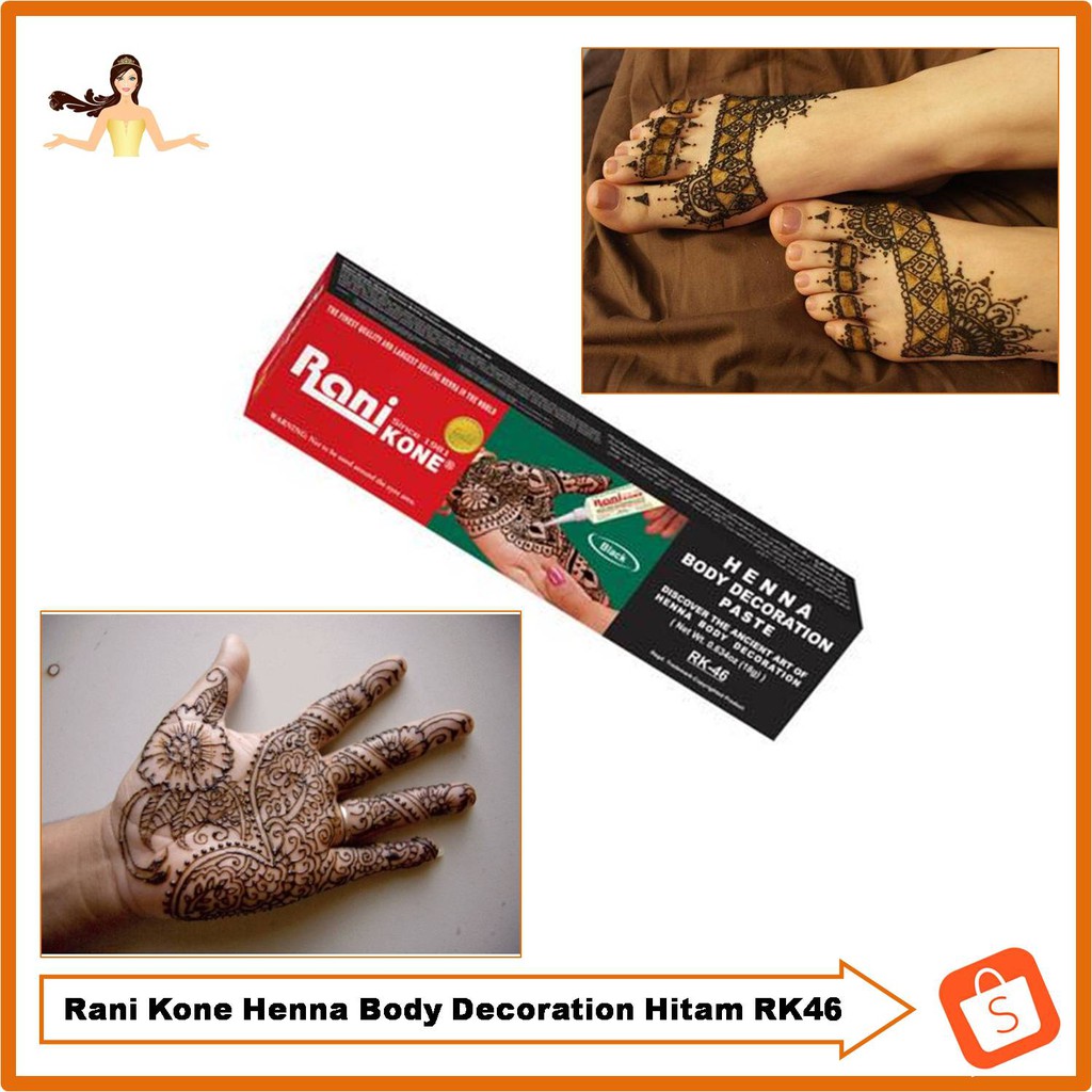 1 Lembar Stiker Tato Henna Temporary Desain Bunga Warna Hitam