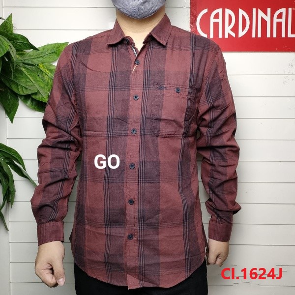 gof CARDINAL KEMEJA JUMBO SLIMFIT Motif Lengan Panjang Pakaian Atasan Pria Hem Santai Original