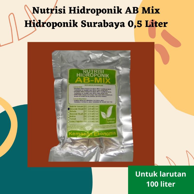 Nutrisi pupuk hidroponik AB mix Hidroponik Surabaya 0,5 liter