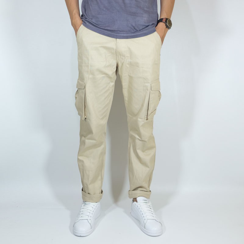 YNH Store - Celana Cargo Panjang Pria - Cargo Pants - Celana Pria Regular Cream