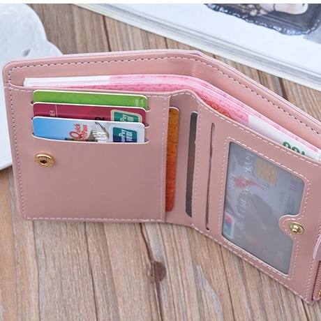 DOMPET LIPAT WANITA MINI GIVETHA WA544B5 KECIL TIPIS IMPORT KULIT HITAM SLOT KARTU UANG KOIN PENDEK REMAJA SIMPLE LUCU FASHION KOREA BRANDED BATAM KEKINIAN