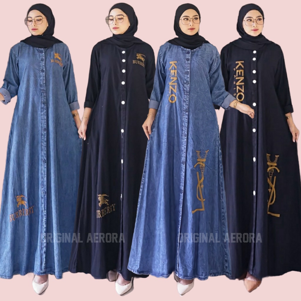 Baju Gamis Dress Jeans Jens Denim Wanita Terbaru 2023 Kondangan Busui Kekinian Snow Edition Bordir Premium Casual Ld 112 P 140 New Brand Maxy Allsize