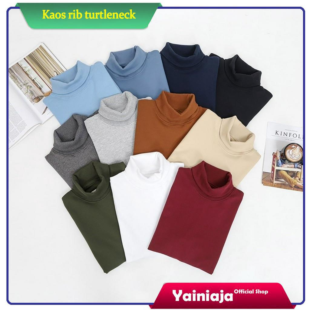 Kaos Rib Turtleneck Pria Dan Wanita