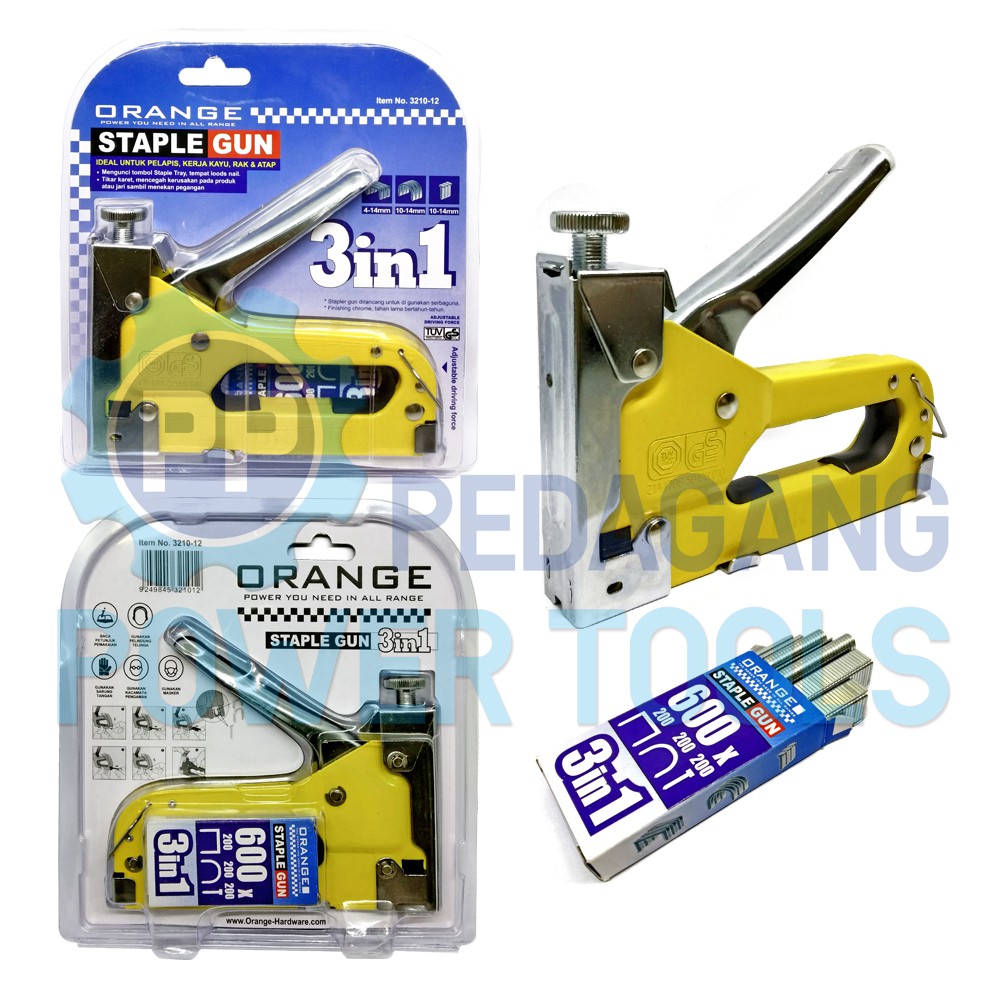 

ORANGE STAPLE GUN TACKER 3 IN 1 STAPLES JOK TEMBAK HEKTER 3 WAY 321012