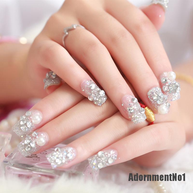 (Adornmentno1) 24pcs / Set Kuku Palsu Akrilik Full Cover Untuk Manicure / Nail Art