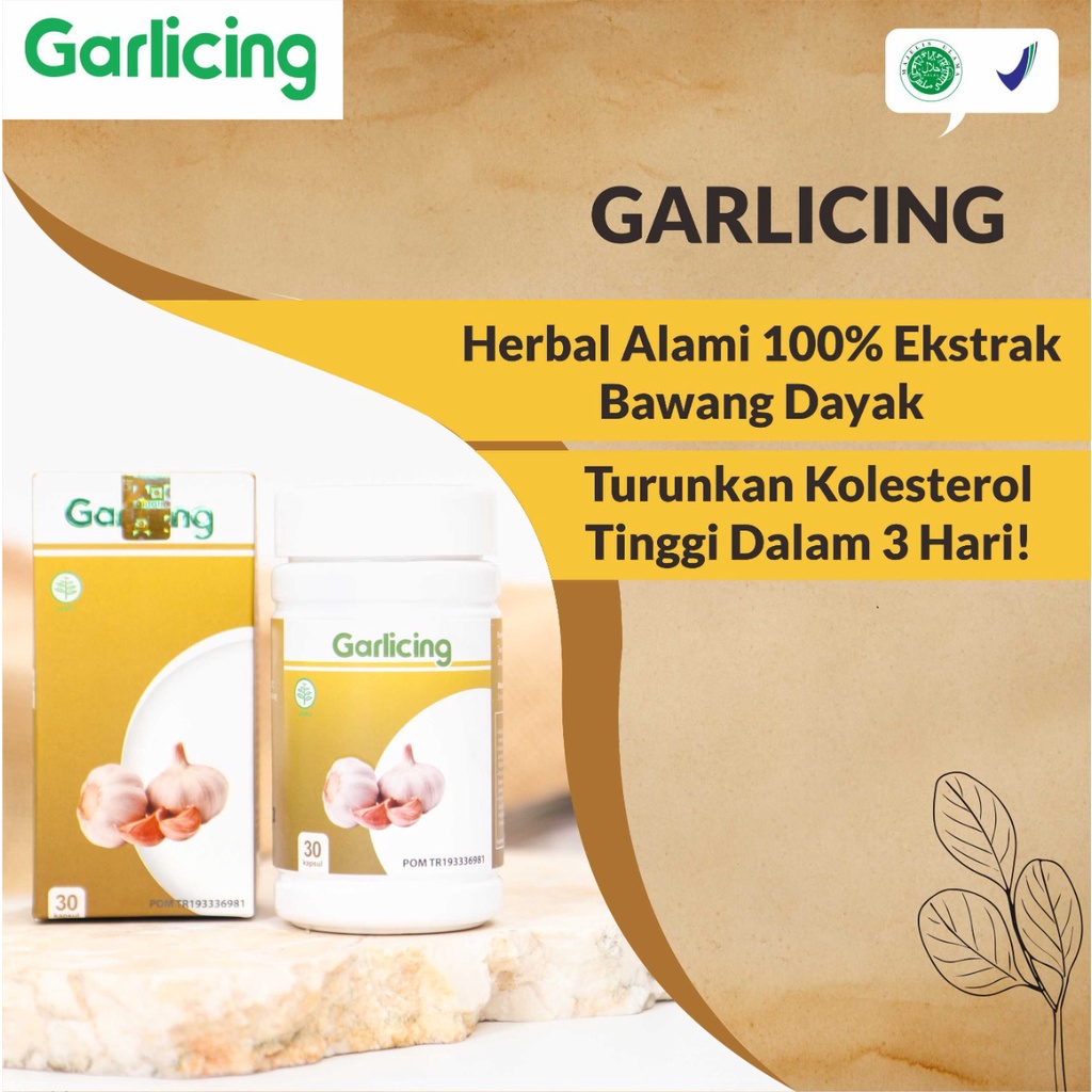 Garlicing - Herbal Ekstrak Bawang Putih Dayak Turunkan Kolesterol Kolestrol &amp; Darah Tinggi Perkuat Tulang Turunkan Resiko Kanker Isi 30 Kapsul